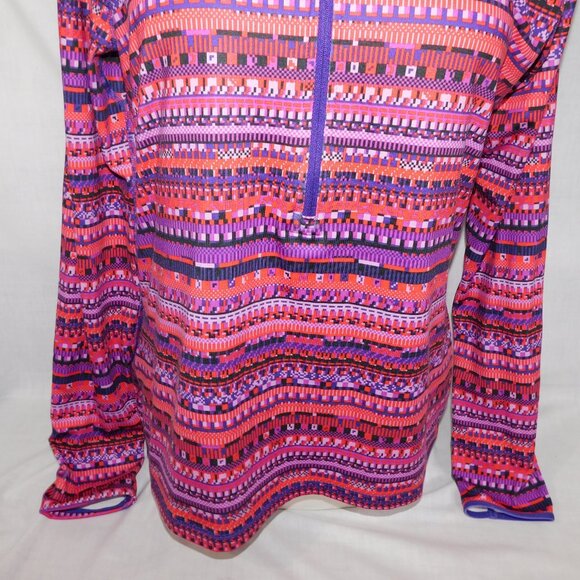 NIKE PRO Dri Fit Women XL Pink Purple Aztec LS 1/2 Pullover Training Top Jacket - Picture 3 of 13